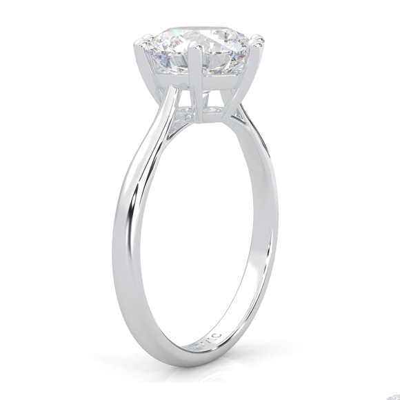 2.0 Carat Moissanite Engagement Ring in Platinum Plated Sterling Silver NWT - Picture 6 of 17